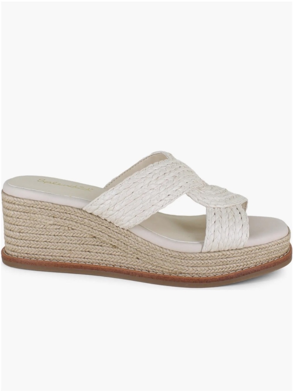 Splendid Daria White Oat Braided Espadrille Wedge Slide Sandal NIB NWT Size 10 - Picture 3 of 13